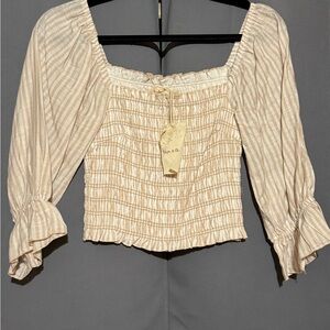 Hem & Thread Cream Puff Sleeve Crop Top